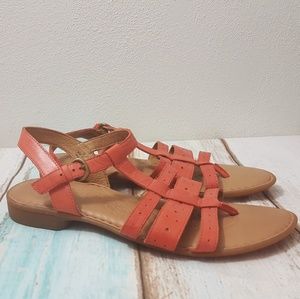 BORN Marisol Coral Leather T-Strap Sandals 10